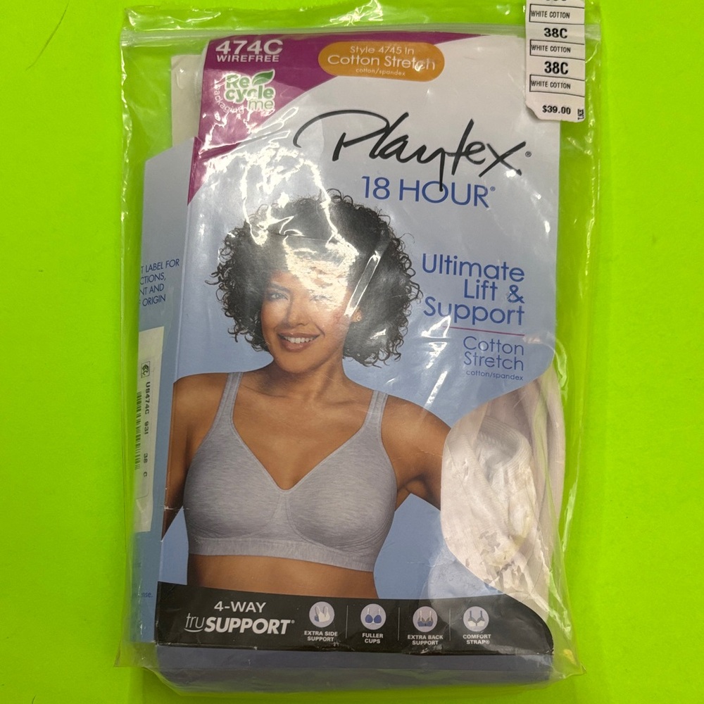 Playtex 18 Hour Cotton Stretch Wirefree Bra — White